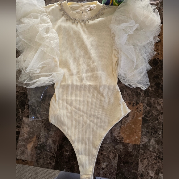 Organza ruffled embellished bodysuit - Picture 8 of 8